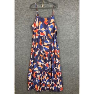 NEW Nine West Women's Size XXL Abstract Print Tiered Maxi Dress Spaghetti Strap